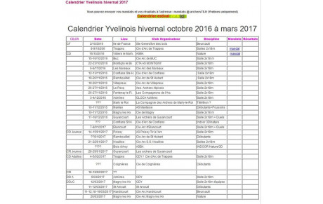 Calendrier hivernal 2016-2017